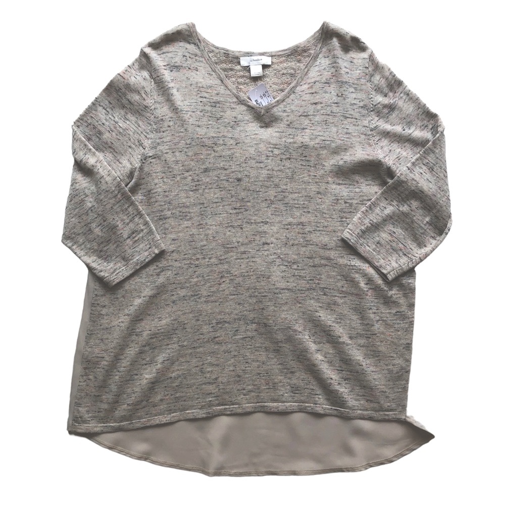 NWT CJ Banks Linen Blend Knit Blouse 1X